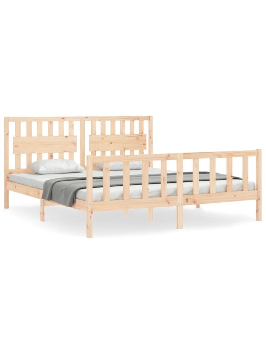 Gultas rāmis ar galvgali, Super King Size, masīvkoks