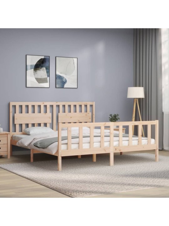 Gultas rāmis ar galvgali, Super King Size, masīvkoks