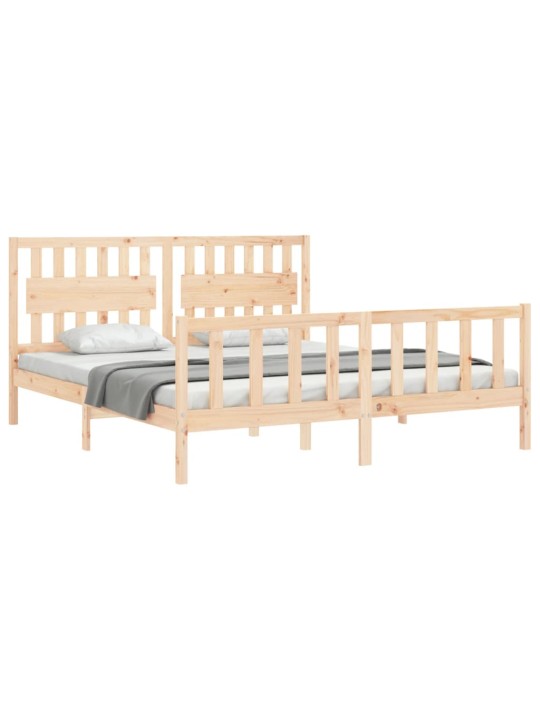Gultas rāmis ar galvgali, Super King Size, masīvkoks