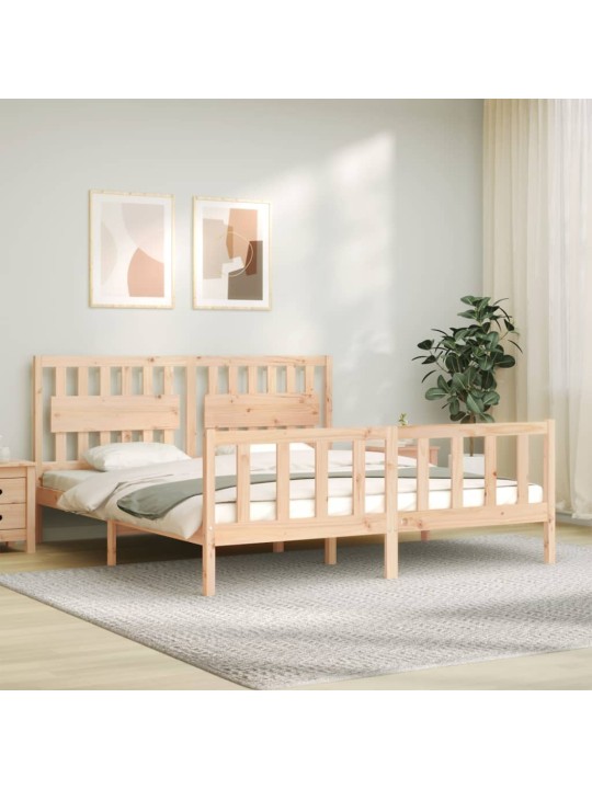 Gultas rāmis ar galvgali, Super King Size, masīvkoks