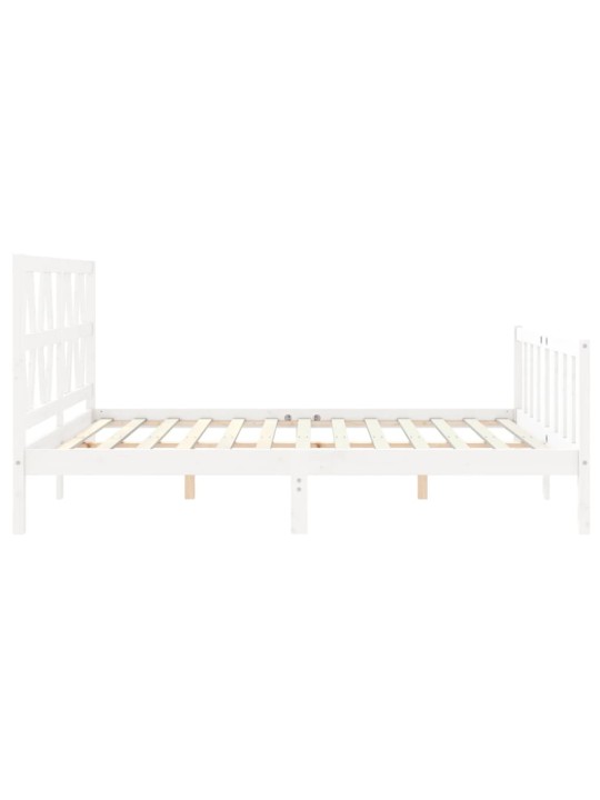 Gultas rāmis ar galvgali, King size izmērs, masīvkoks, balts