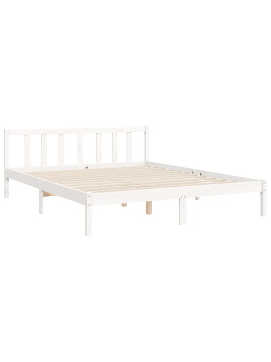 Gultas rāmis ar galvgali, King size izmērs, masīvkoks, balts