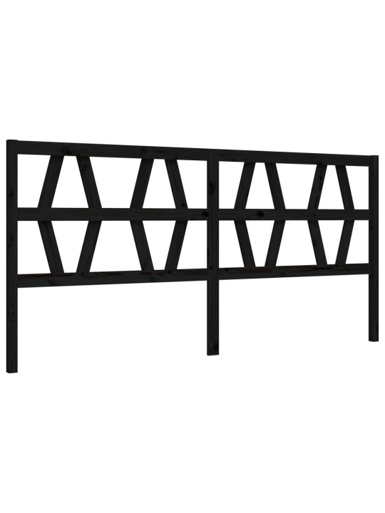 Gultas rāmis ar galvgali, melns, 200x200 cm, masīvkoks