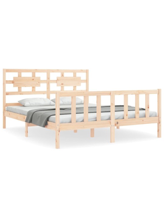 Gultas rāmis ar galvgali, King size izmērs, masīvkoks