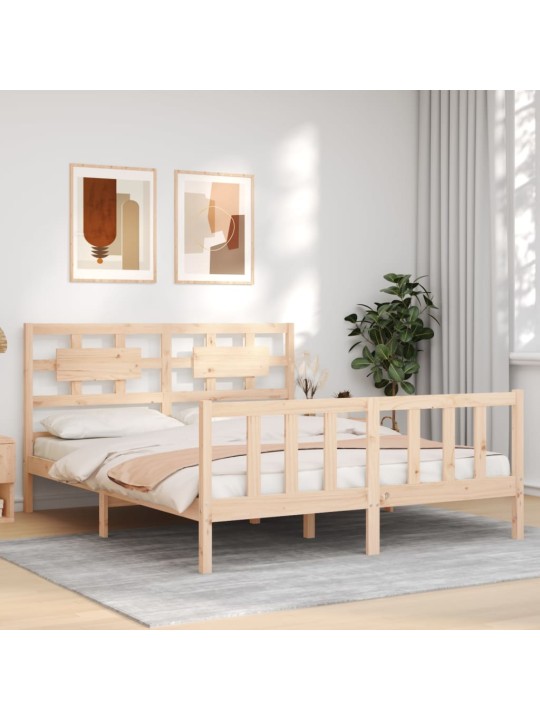 Gultas rāmis ar galvgali, King size izmērs, masīvkoks