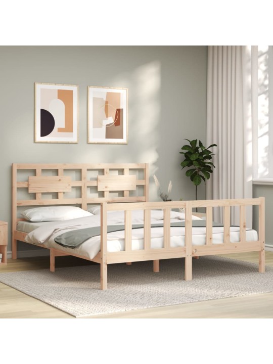Gultas rāmis ar galvgali, King size izmērs, masīvkoks