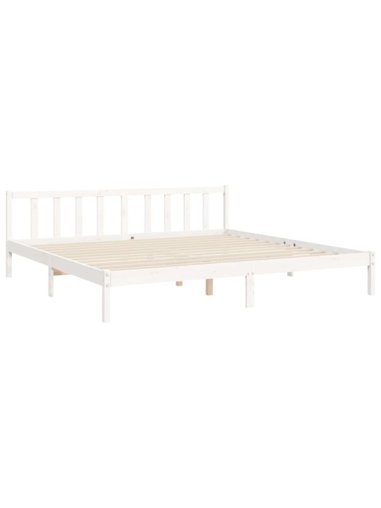 Gultas rāmis ar galvgali, Super King Size, masīvkoks, balts