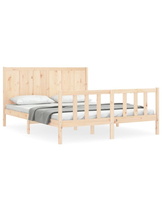 Gultas rāmis ar galvgali, King size izmērs, masīvkoks