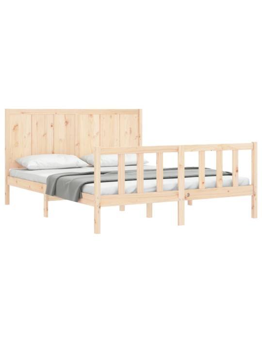 Gultas rāmis ar galvgali, King size izmērs, masīvkoks