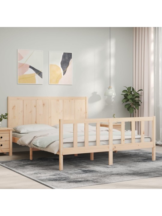 Gultas rāmis ar galvgali, King size izmērs, masīvkoks