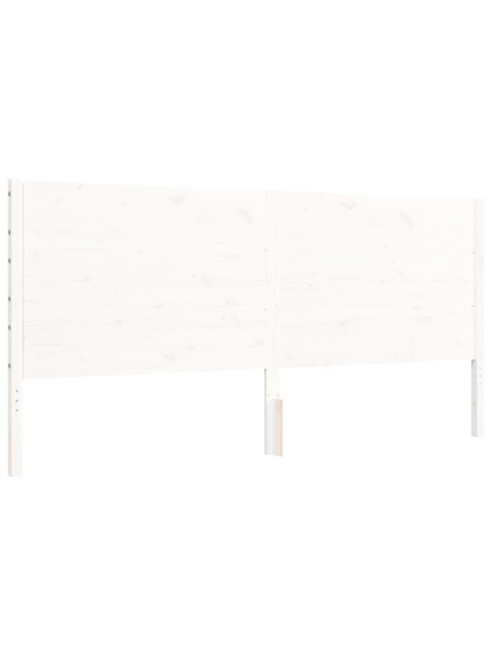 Gulta bez matrača, balts, 200x200 cm, priedes masīvkoks