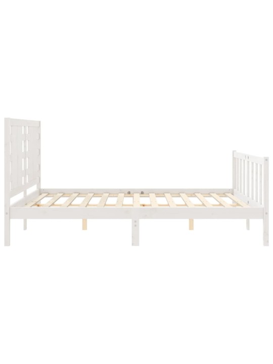 Gultas rāmis ar galvgali, King size izmērs, masīvkoks, balts