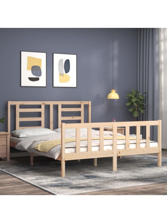 Gultas rāmis ar galvgali, King size izmērs, masīvkoks
