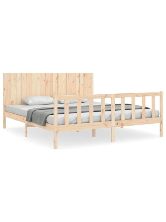 Gultas rāmis ar galvgali, Super King Size, masīvkoks