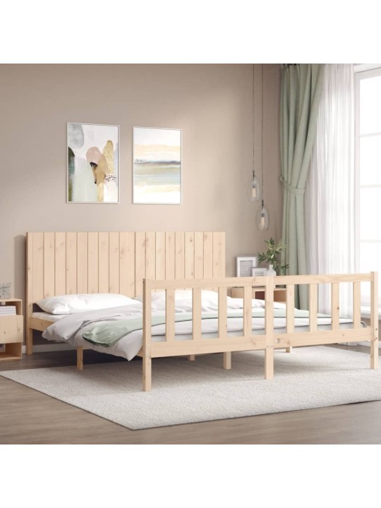 Gultas rāmis ar galvgali, Super King Size, masīvkoks