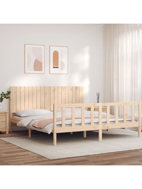 Gultas rāmis ar galvgali, Super King Size, masīvkoks