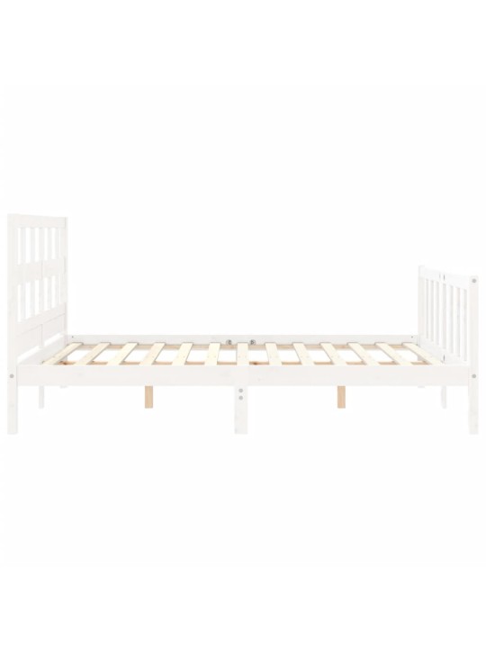 Gultas rāmis ar galvgali, King size izmērs, masīvkoks, balts