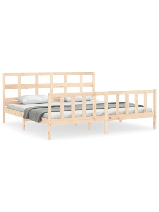 Gultas rāmis ar galvgali, Super King Size, masīvkoks