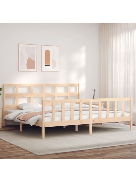 Gultas rāmis ar galvgali, Super King Size, masīvkoks