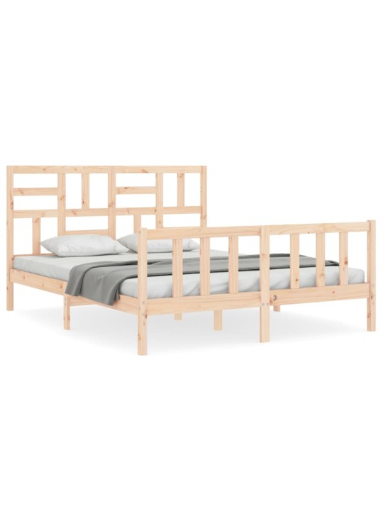 Gultas rāmis ar galvgali, King size izmērs, masīvkoks