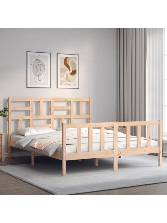 Gultas rāmis ar galvgali, King size izmērs, masīvkoks