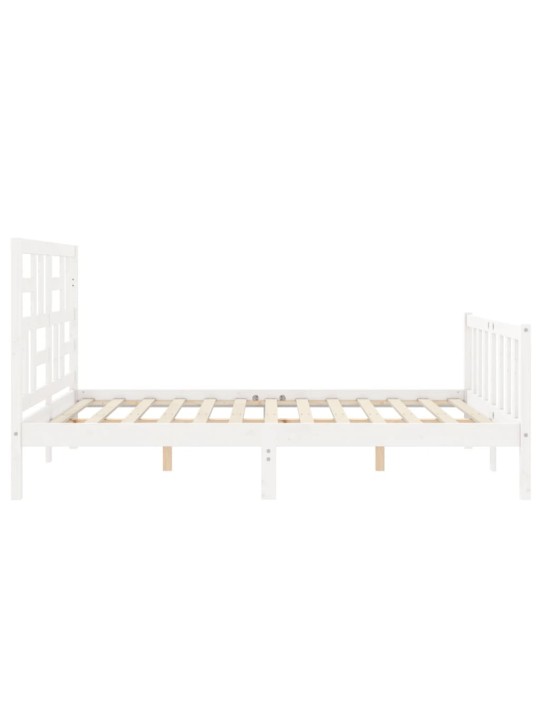 Gultas rāmis ar galvgali, King size izmērs, masīvkoks, balts