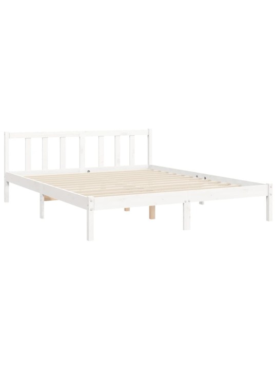 Gultas rāmis ar galvgali, King size izmērs, masīvkoks, balts