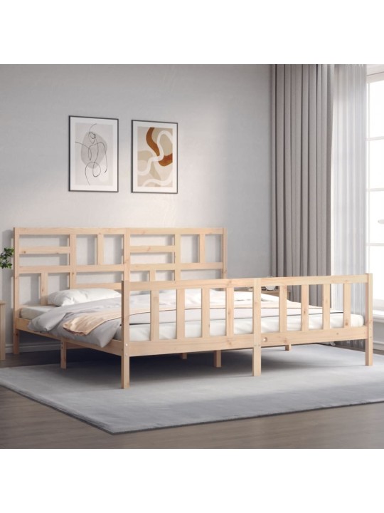 Gultas rāmis ar galvgali, Super King Size, masīvkoks