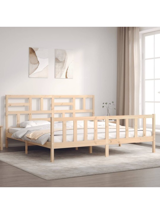 Gultas rāmis ar galvgali, Super King Size, masīvkoks