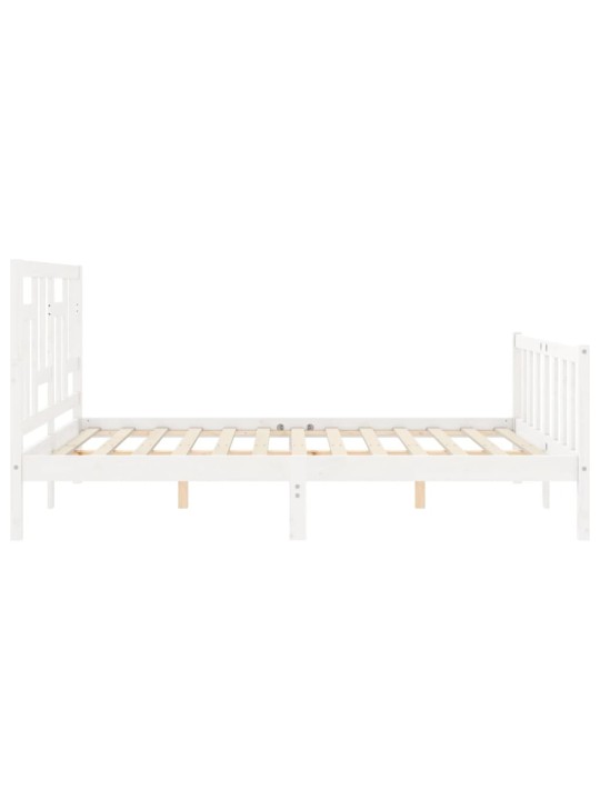 Gultas rāmis ar galvgali, King size izmērs, masīvkoks, balts
