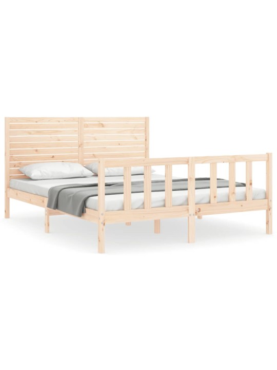 Gultas rāmis ar galvgali, King size izmērs, masīvkoks