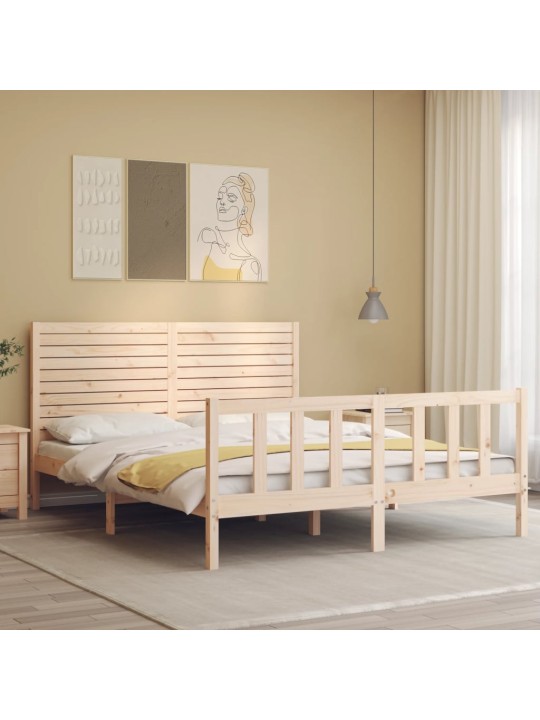 Gultas rāmis ar galvgali, King size izmērs, masīvkoks