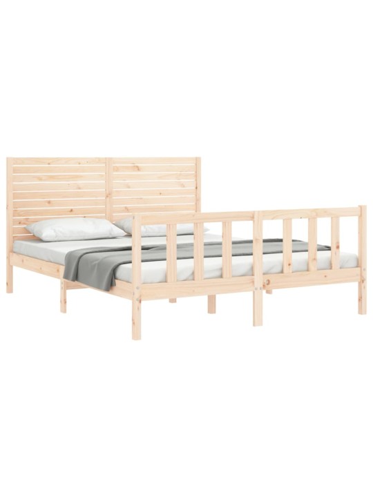 Gultas rāmis ar galvgali, King size izmērs, masīvkoks