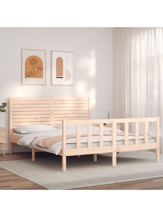 Gultas rāmis ar galvgali, King size izmērs, masīvkoks
