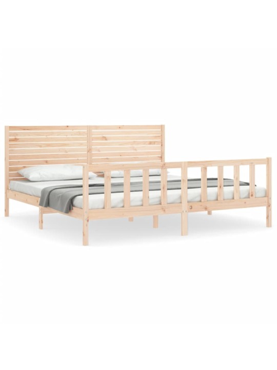 Gultas rāmis ar galvgali, super king size, masīvkoks