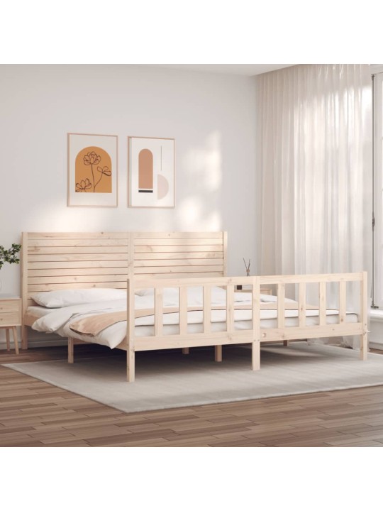 Gultas rāmis ar galvgali, super king size, masīvkoks