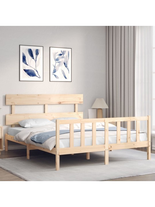 Gultas rāmis ar galvgali, King size izmērs, masīvkoks