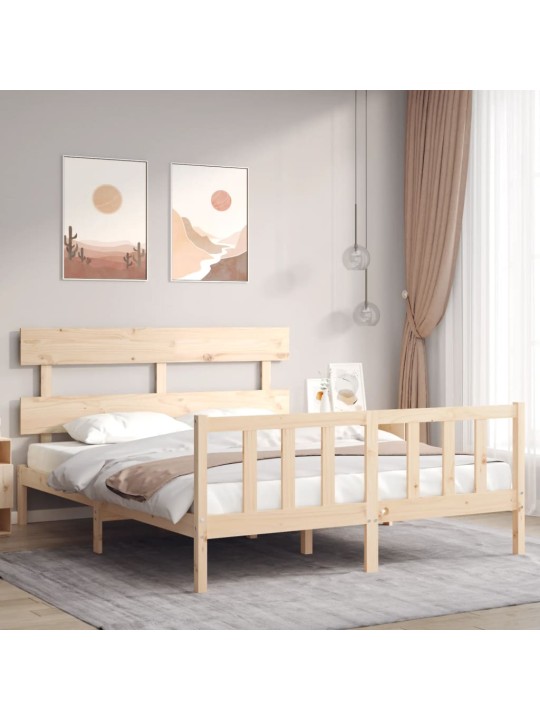 Gultas rāmis ar galvgali, King size izmērs, masīvkoks