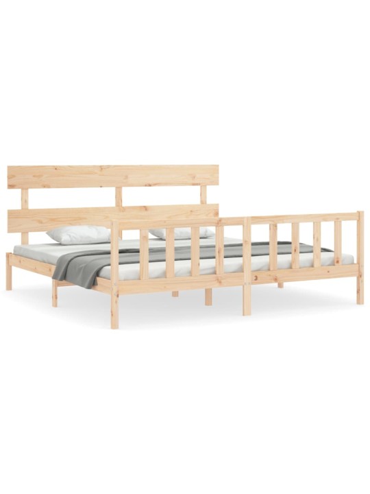 Gultas rāmis ar galvgali, Super King Size, masīvkoks
