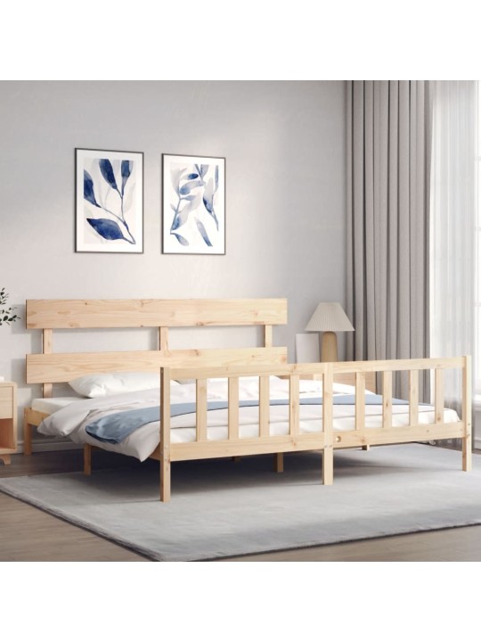 Gultas rāmis ar galvgali, Super King Size, masīvkoks