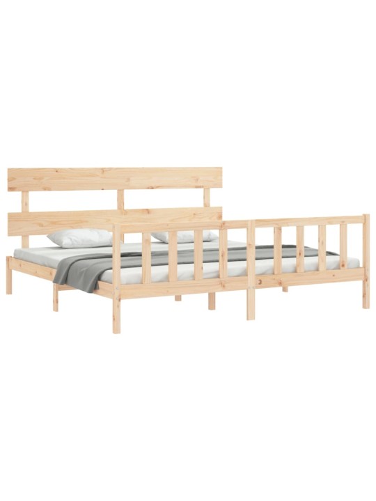 Gultas rāmis ar galvgali, Super King Size, masīvkoks