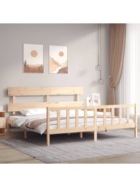 Gultas rāmis ar galvgali, Super King Size, masīvkoks