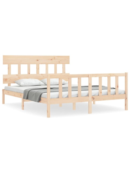 Gultas rāmis ar galvgali, King size izmērs, masīvkoks
