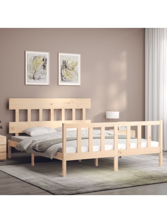 Gultas rāmis ar galvgali, King size izmērs, masīvkoks