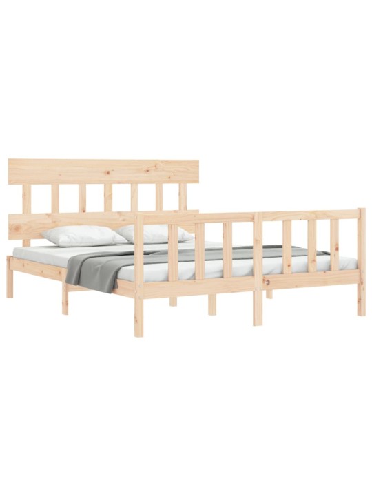 Gultas rāmis ar galvgali, King size izmērs, masīvkoks