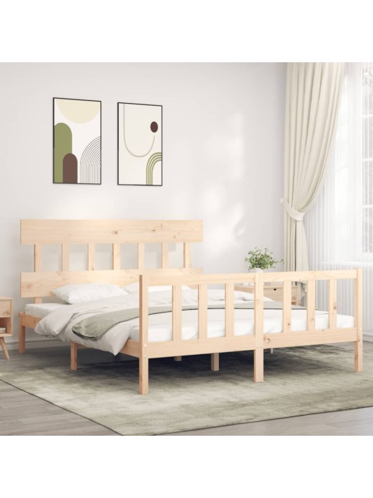 Gultas rāmis ar galvgali, King size izmērs, masīvkoks