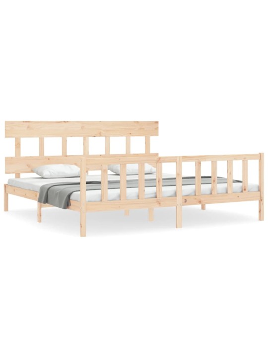 Gultas rāmis ar galvgali, Super King Size, masīvkoks