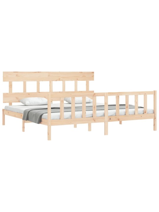 Gultas rāmis ar galvgali, Super King Size, masīvkoks