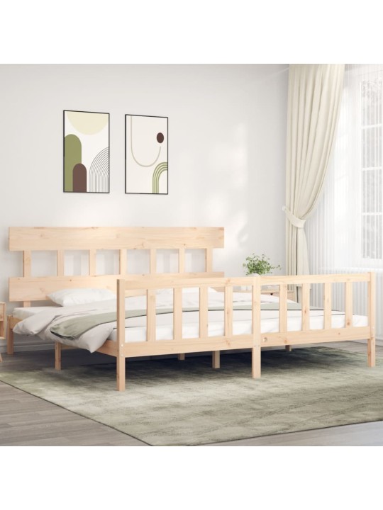 Gultas rāmis ar galvgali, Super King Size, masīvkoks