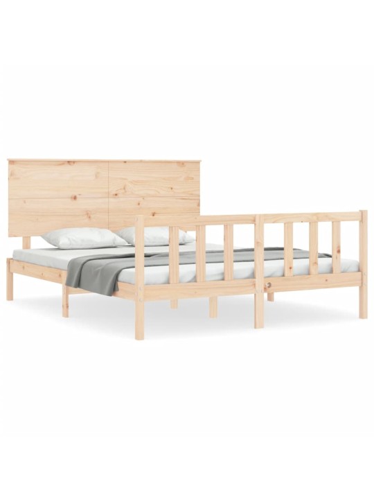 Gultas rāmis ar galvgali, King size izmērs, masīvkoks